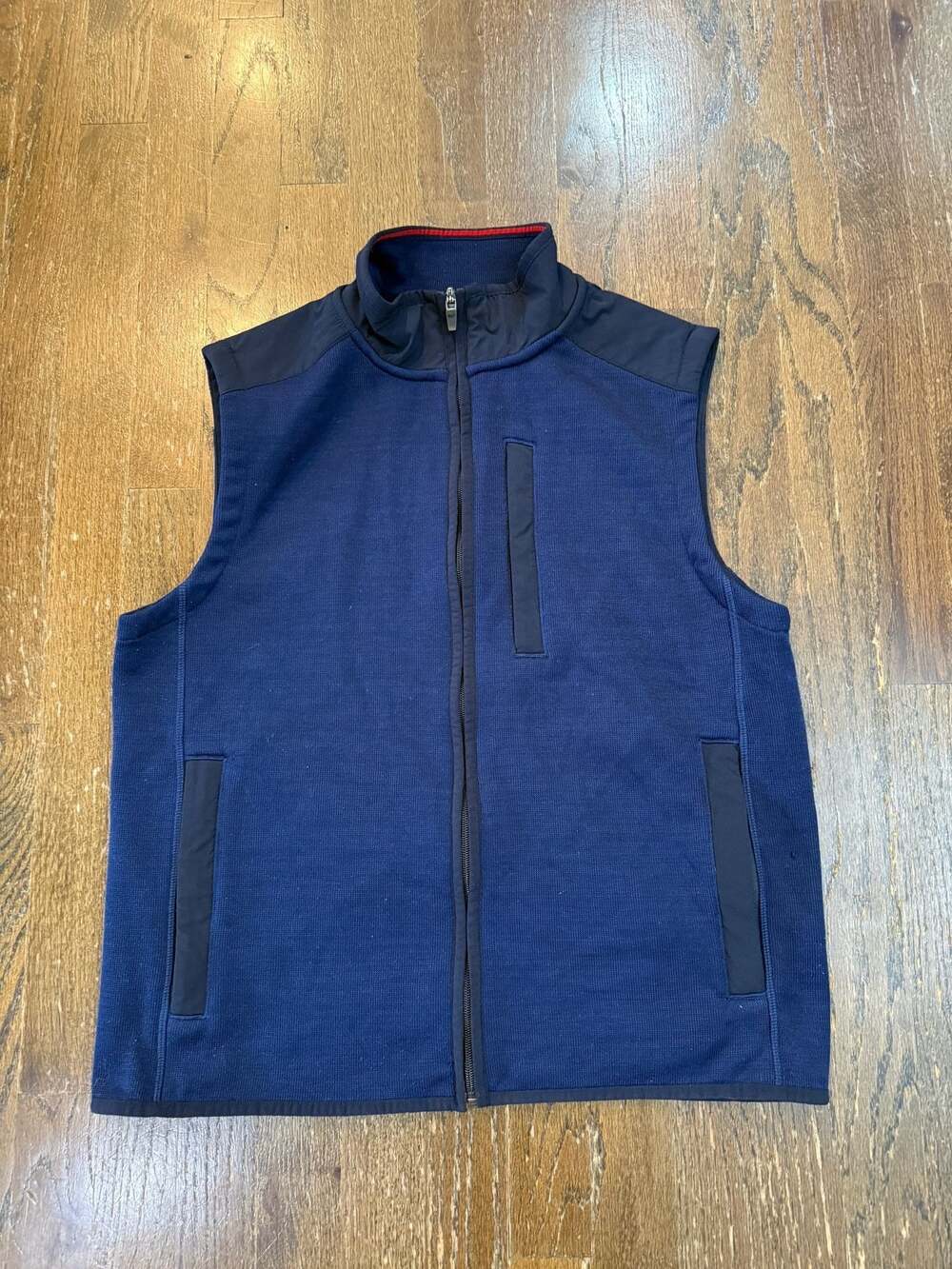 Vineyard Vines Mountain Sweater Fleece Vest Men's S Nautical Blue Knit Full Zip